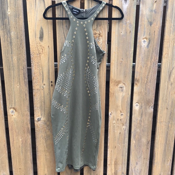 bebe olive and metal midi dress - Picture 1 of 4